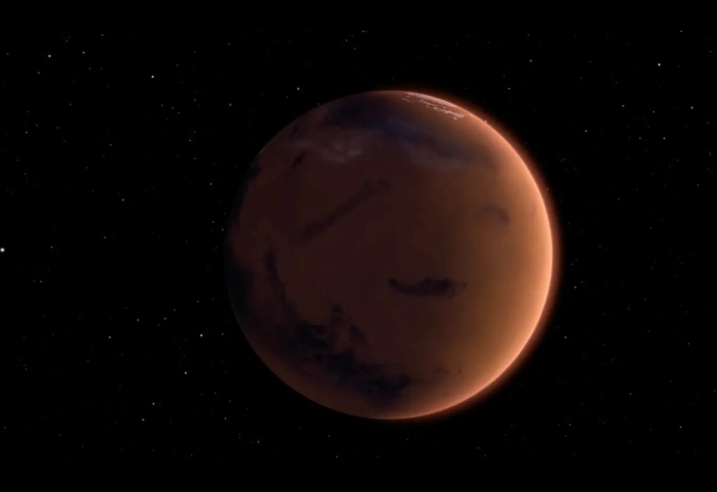 An image showing Mars's distinctive reddish appearance.