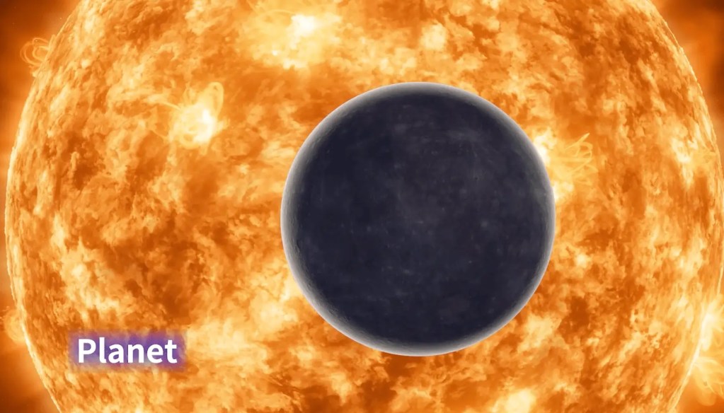 A celestial diagram showing blue hot stars and red cooler stars in space